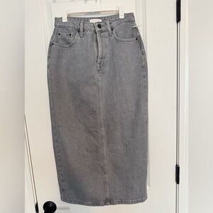Topshop Light Gray Denim Midi Skirt